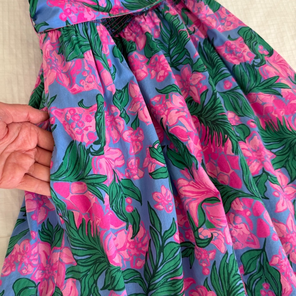 Lilly Pulitzer Pink & Green Floral Off-Shoulder Midi Dress - Picture 11 of 14